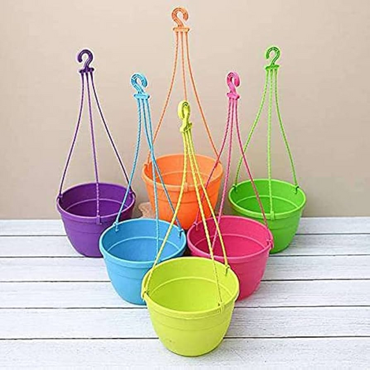 Pack of 5 Multicolor Hanging Flower Pots – with Drainage for Healthy Plants Umbiz