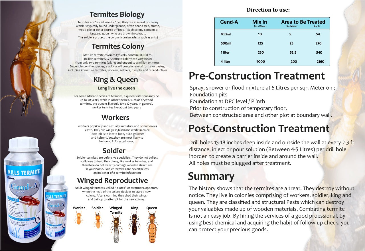 Gend-A Termite Finisher 1 litre Bottle (Fipronil Chemical USA IMPORTED) Best quality Excellent solution to get rid of termites Long lasting results Umbiz