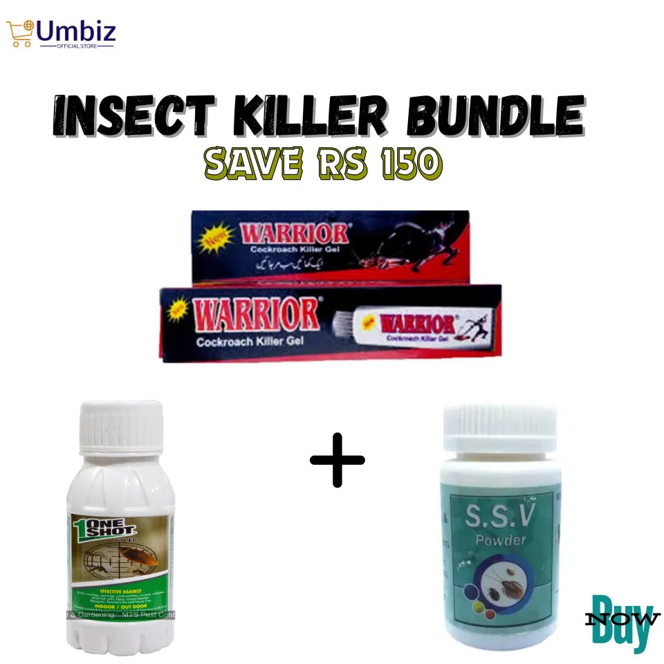 Pack Of 3 Cockroach Killer Gel, Powder & Liquid - Highly Effective Cockroach Killer With Guaranteed Results - All Types Of Insects Killer for Indoor and Outdoor Use Umbiz