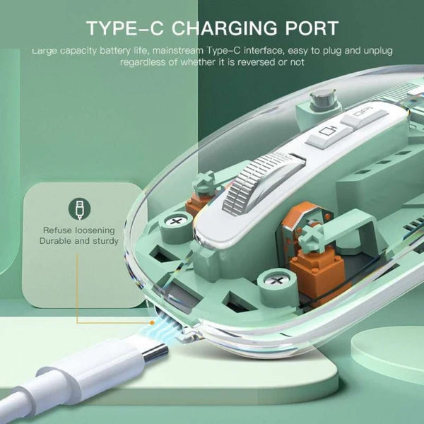 Transparent Wireless + Bluetooth Dual-Mode Rechargeable Mouse