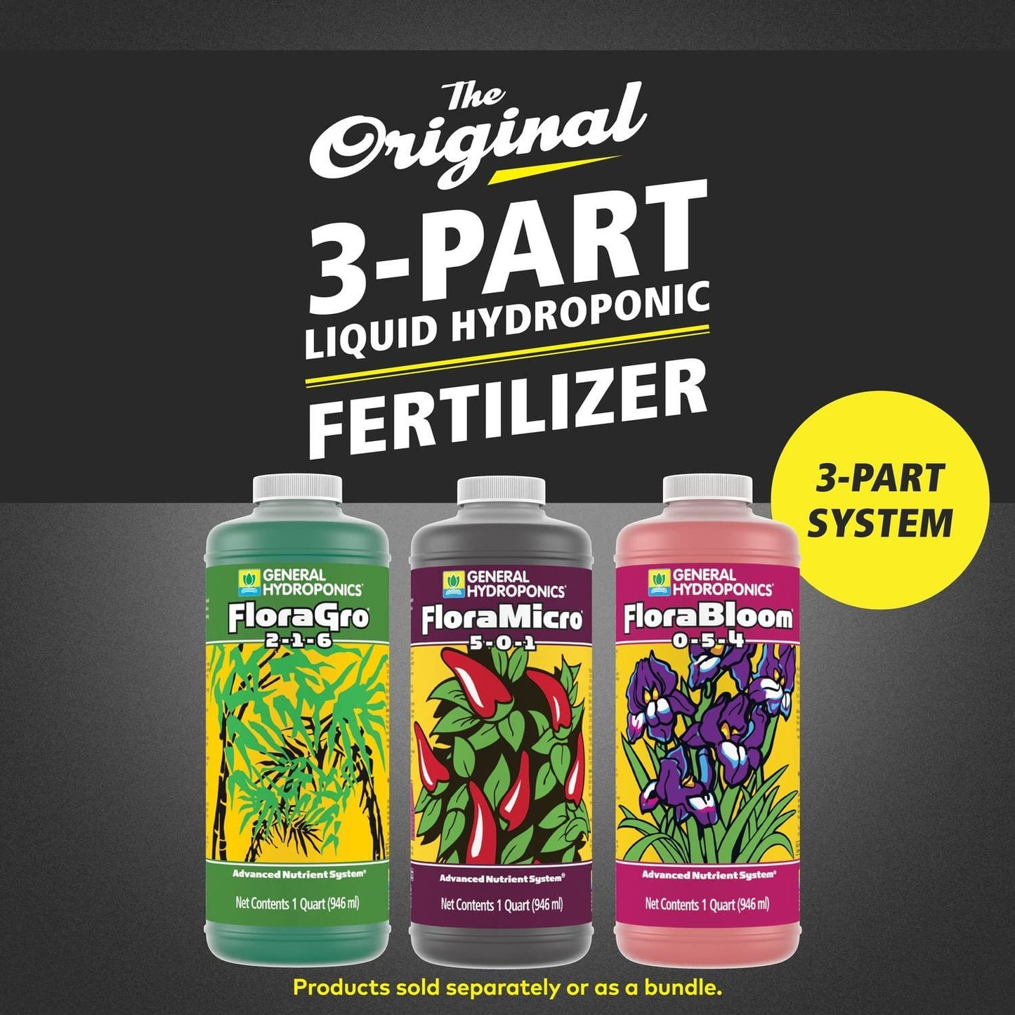 General Hydroponics Flora Series Set 1 Quart (Pack of 3 Bottles) USA Imported UMBIZ