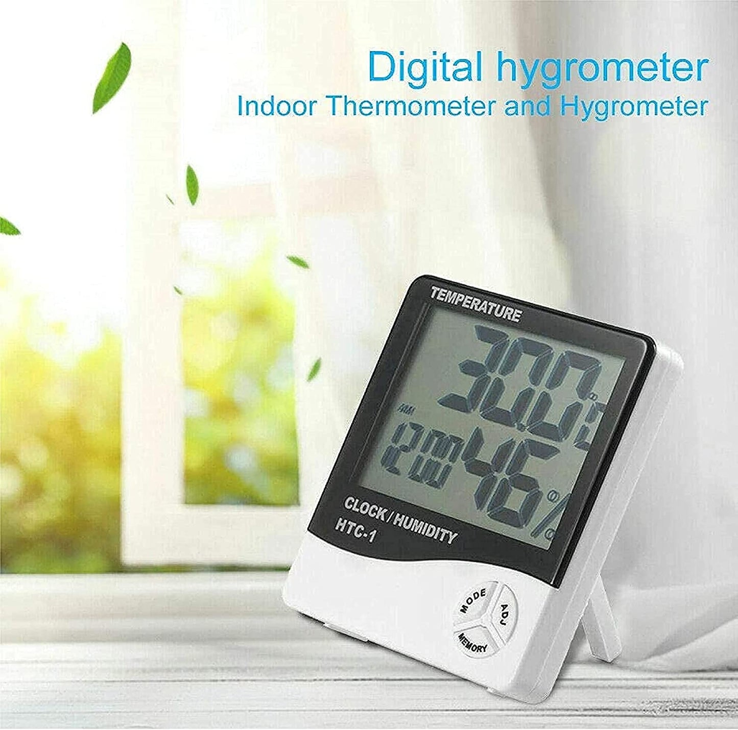 3 In 1 Digital LCD Temperature Humidity Meter - Indoor/Outdoor Room Thermometer Clock Hygrometer With Alarm Clock (IMPORTED) HTC 1 UMBIZ