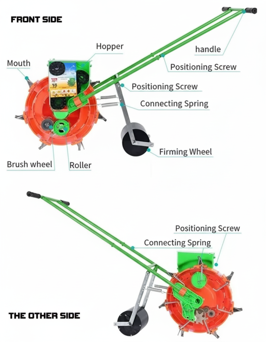 DADA® Hand Push Seeder – Adjustable Teeth, 12 SS Mouths | Efficient Farming Tool UMBIZ