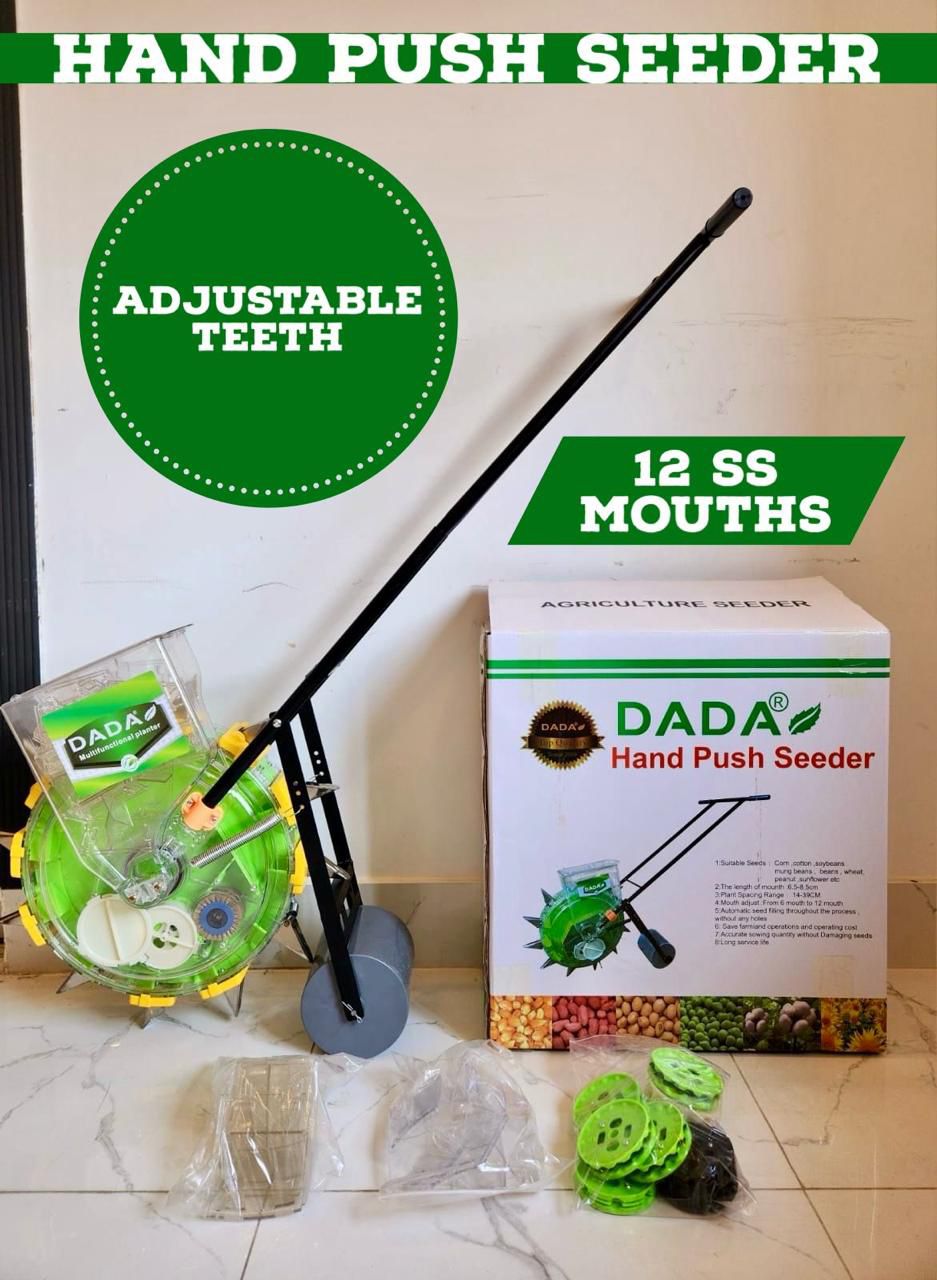 DADA® Hand Push Seeder – Adjustable Teeth, 12 SS Mouths | Efficient Farming Tool UMBIZ
