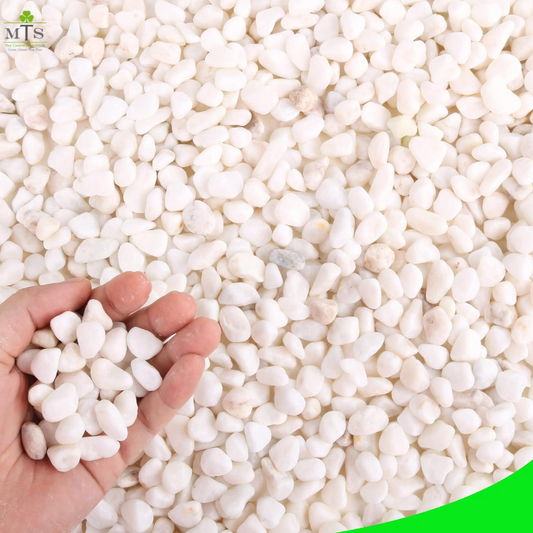 White Decorative Stones for Garden – Premium Landscaping Pebbles for Pathways, Flower Beds, and Outdoor Decor | Natural Polished Stones for Aesthetic Appeal Umbiz