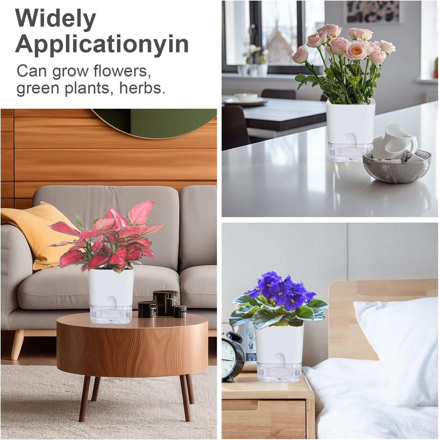 Self-Watering Pots for Indoor & Outdoor Plants -Square Shape Elegant Design - Home Decor (Pack Of 1) *Plant not included* Umbiz