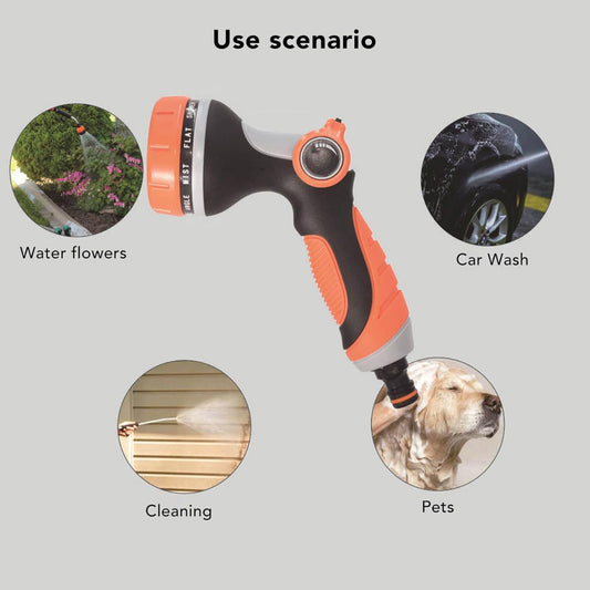Heavy Duty Garden Hose Sprayer Nozzle - Water Hose Nozzle with 8 Different Spray Patterns, High Pressure Hose Spray Nozzle for Watering Plant & Lawn, Washing Car & Pet - Water Pressure Pump Umbiz