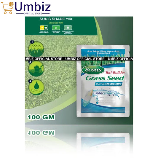 Scotts Turf Builder Grass Seed Sun & Shade Mix - 100g Bag | Ideal for Lawns in Full Sun or Partial Shade | Quick-Growing and Drought-Resistant Umbiz