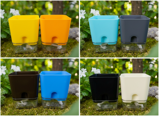 Self-Watering Pots for Indoor & Outdoor Plants -Square Shape Elegant Design - Home Decor (Pack Of 1) *Plant not included* Umbiz