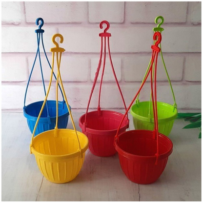 Pack of 5 Multicolor Hanging Flower Pots – with Drainage for Healthy Plants Umbiz