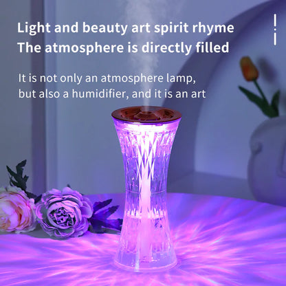 3D Crystal Rose LED Table Lamp – Glass Touch Ambient Light & Humidifier