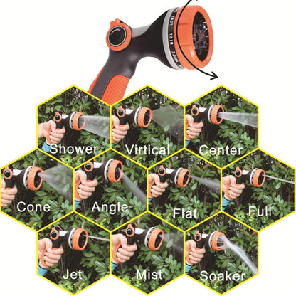 Heavy Duty Garden Hose Sprayer Nozzle - Water Hose Nozzle with 8 Different Spray Patterns, High Pressure Hose Spray Nozzle for Watering Plant & Lawn, Washing Car & Pet - Water Pressure Pump Umbiz