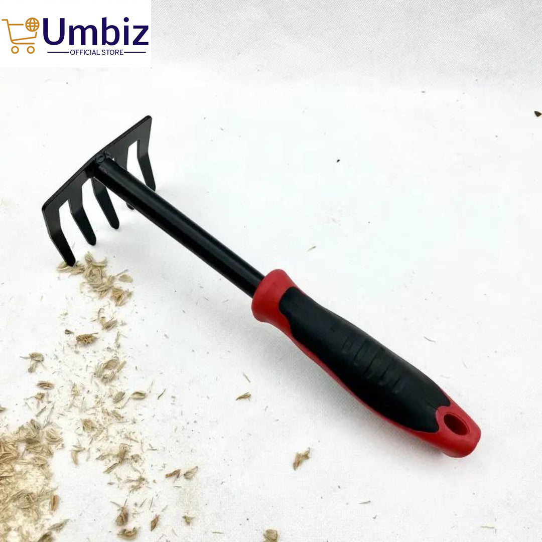 Durable Gardening Tool Set Supplies, Garden Black 5 Tooth Rake with Non-Slip Rubber Grip for Garden Geeks Umbiz