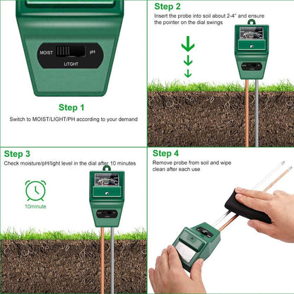 3 in 1 Soil Tester Soil Hygrometer Meter / PH Testing Meter (Imported item: No Warranty - No Claim) Tool For Garden, Lawn, Farm, Indoor & Outdoor Use
