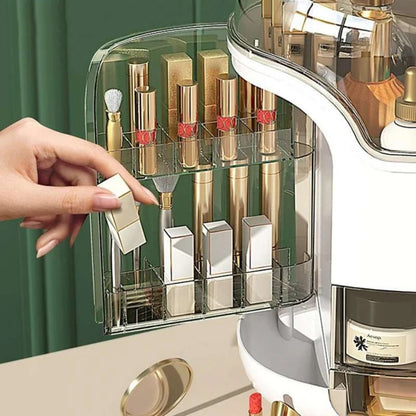 Elegant Multi-Layer Cosmetic Storage Organizer with Lid & Drawers
