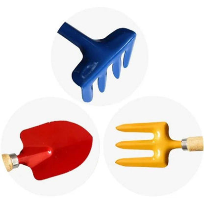 Pack of 3 Gardening tool set Wooden Handle - Set of 3 Piece Colorful Garden Tool set - High Quality Gardening Tool Set Umbiz