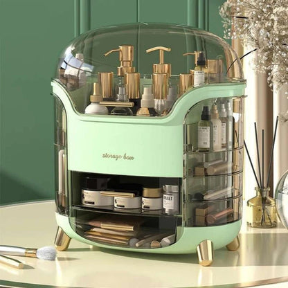 Elegant Multi-Layer Cosmetic Storage Organizer with Lid & Drawers
