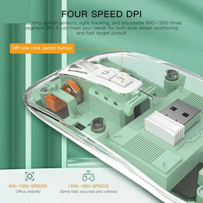 Transparent Wireless + Bluetooth Dual-Mode Rechargeable Mouse