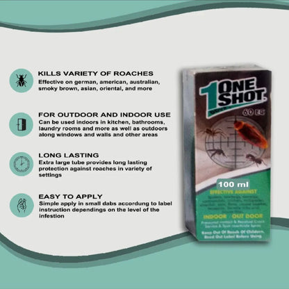 One Shot Cockroach Killer - Fast-Acting Insect and Flies Killer (100 ML Bottle) - Powerful DDVP Plus 60 EC Pest Control Solution Umbiz