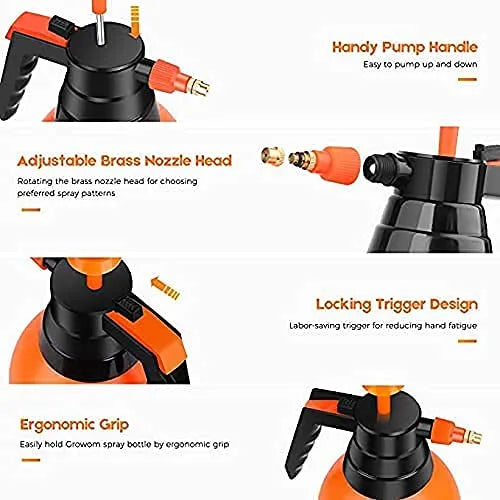 2 Liter Pressure Pump Water Sprayers - Garden Watering Spray Bottle - Handheld Garden Sprayer with Mist and Pressure Jet Flow