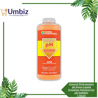 General Hydroponics pH Down Liquid Fertilizer, 1-Quart Umbiz