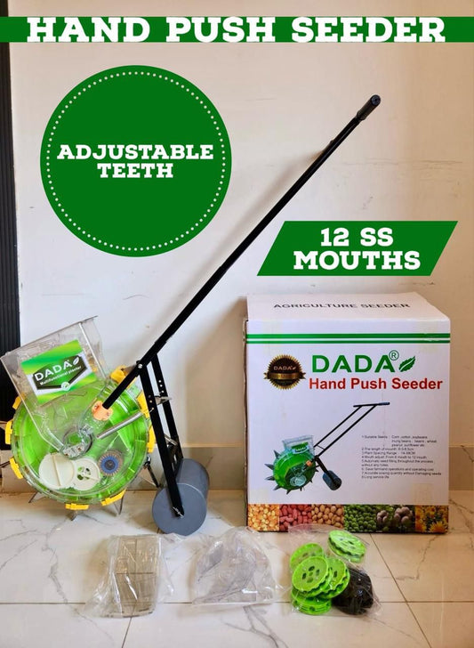 DADA® Hand Push Seeder – Adjustable Teeth, 12 SS Mouths | Efficient Farming Tool UMBIZ