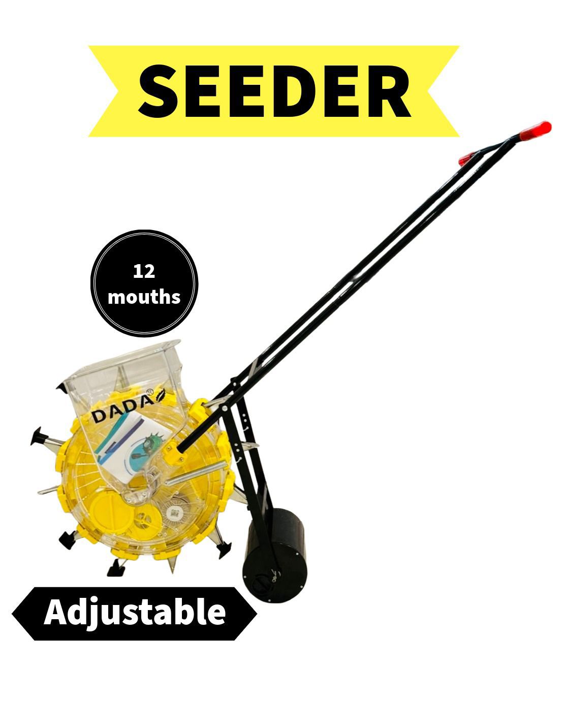 DADA® Hand Push Seeder – Adjustable Teeth, 12 SS Mouths | Efficient Farming Tool UMBIZ