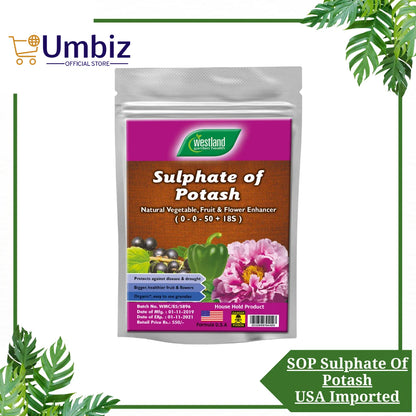Premium SOP Fertilizer 500g – Sulphate of Potash for Healthy Growth, Bloom Boost, and High-Yield Crops Umbiz