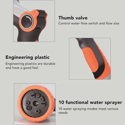 Heavy Duty Garden Hose Sprayer Nozzle - Water Hose Nozzle with 8 Different Spray Patterns, High Pressure Hose Spray Nozzle for Watering Plant & Lawn, Washing Car & Pet - Water Pressure Pump Umbiz