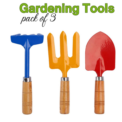 Pack of 3 Gardening tool set Wooden Handle - Set of 3 Piece Colorful Garden Tool set - High Quality Gardening Tool Set Umbiz