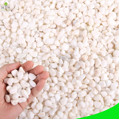 White Decorative Stones for Garden – Premium Landscaping Pebbles for Pathways, Flower Beds, and Outdoor Decor | Natural Polished Stones for Aesthetic Appeal Umbiz