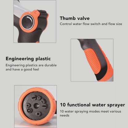 Heavy Duty Garden Hose Sprayer Nozzle - Water Hose Nozzle with 8 Different Spray Patterns, High Pressure Hose Spray Nozzle for Watering Plant & Lawn, Washing Car & Pet - Water Pressure Pump Umbiz