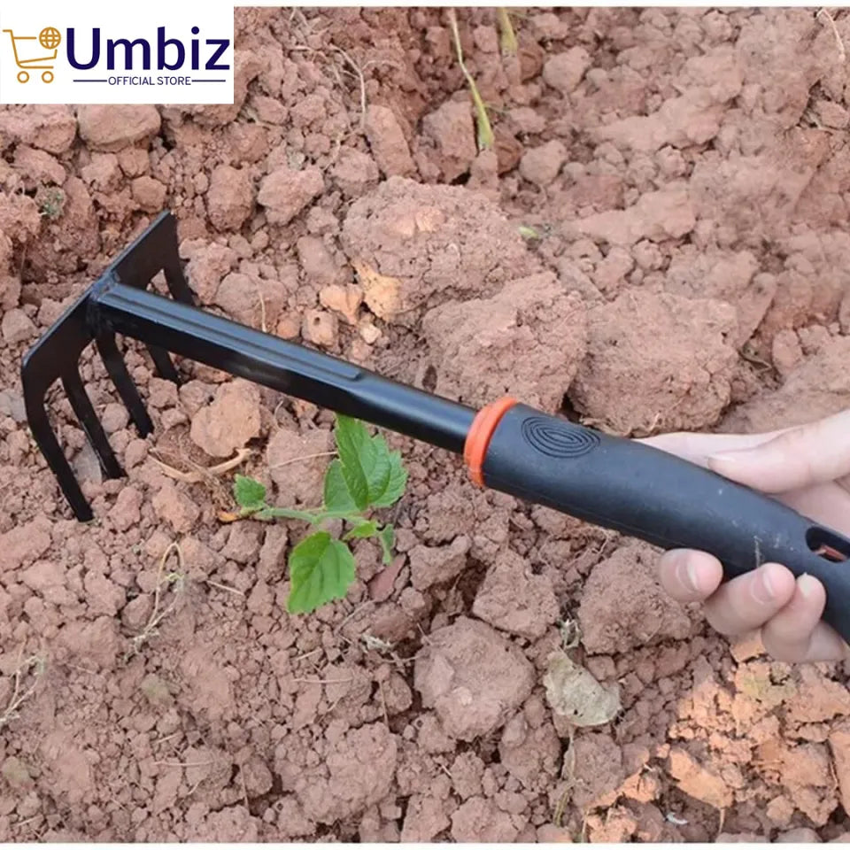 Durable Gardening Tool Set Supplies, Garden Black 5 Tooth Rake with Non-Slip Rubber Grip for Garden Geeks Umbiz