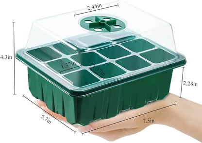 Seedling Tray Sprout Plate 12 Holes Nursery Pots Tray Lids Box (Imported Quality) UMBIZ