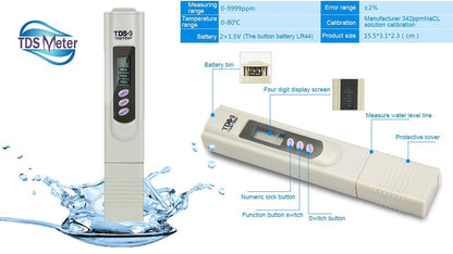 TDS Meter, Water Quality Tester Filter Pen (Imported item: NO CLAIM NO WARRANTY), Accuracy Testing for Drinking Water Purity Test, Swimming Pools, Aquariums, Etc. UMBIZ