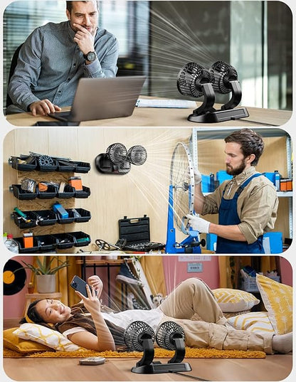 Universal Dual Head Car Fan – 12V Mini Electric 360 Rotatable Cooling Fan