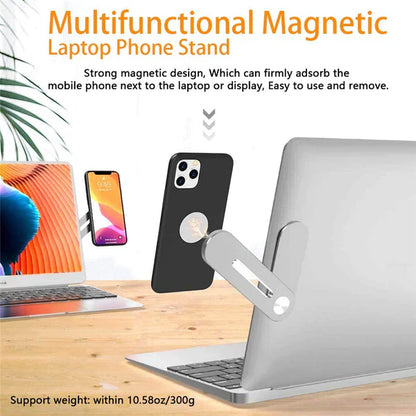 Magnetic Foldable Laptop Phone Holder – Adjustable Mount for Dual Screen Setup