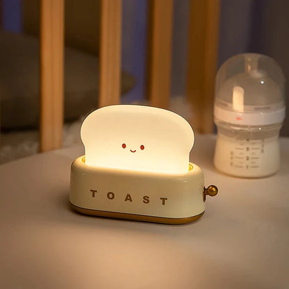 Cute Toast Night Light with Adjustable Brightness – Bedside & Kids Room Lamp